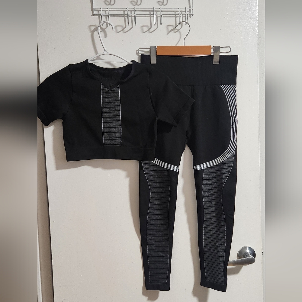 Matching cropped tee and leggings set
